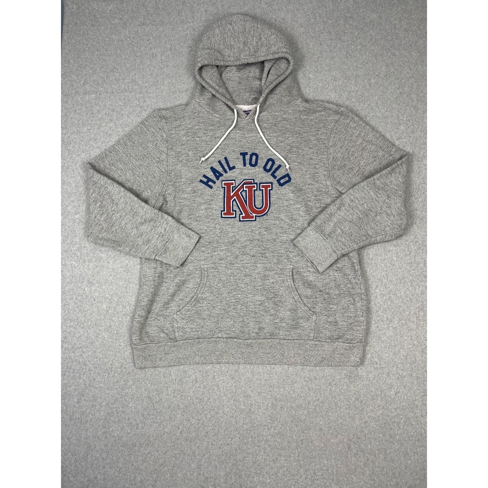 University Of Kansas Sweatshirt Mens 2X Gray KU Jayhawks Pullover Hoodie